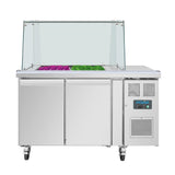 UA017 Polar U-Series GN Saladette Counter with Square Sneeze Guard 2 Door