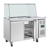 UA017 Polar U-Series GN Saladette Counter with Square Sneeze Guard 2 Door