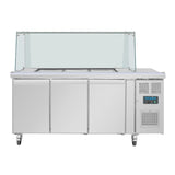 UA018 Polar U-Series GN Saladette Counter with Square Sneeze Guard 3 Door