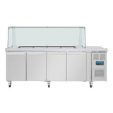 UA019 Polar U-Series GN Saladette Counter with Square Sneeze Guard 4 Door