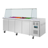 UA019 Polar U-Series GN Saladette Counter with Square Sneeze Guard 4 Door