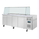 UA019 Polar U-Series GN Saladette Counter with Square Sneeze Guard 4 Door