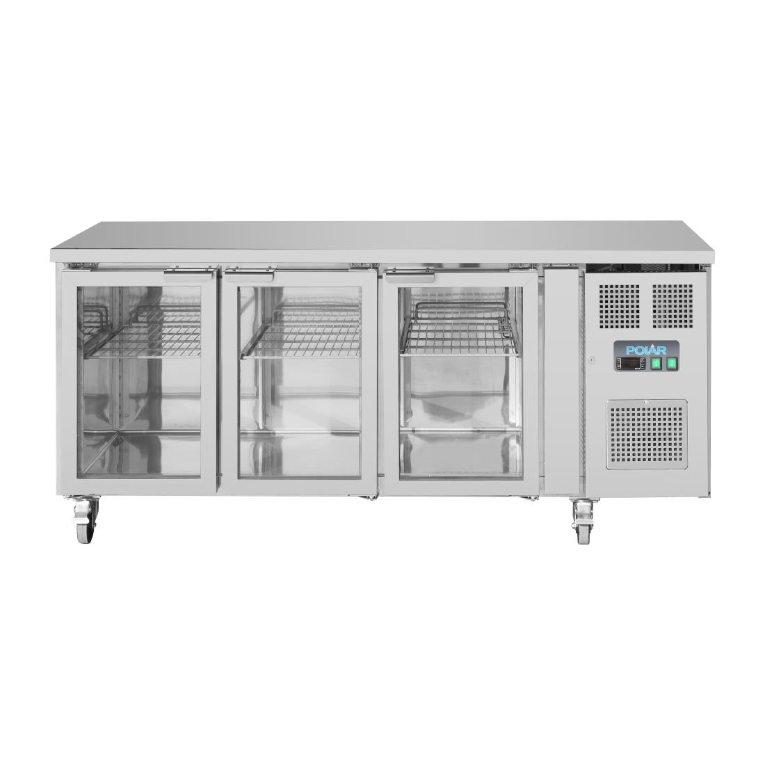 UA024 Polar U-Series 3 Door Counter Fridge with Glass Doors