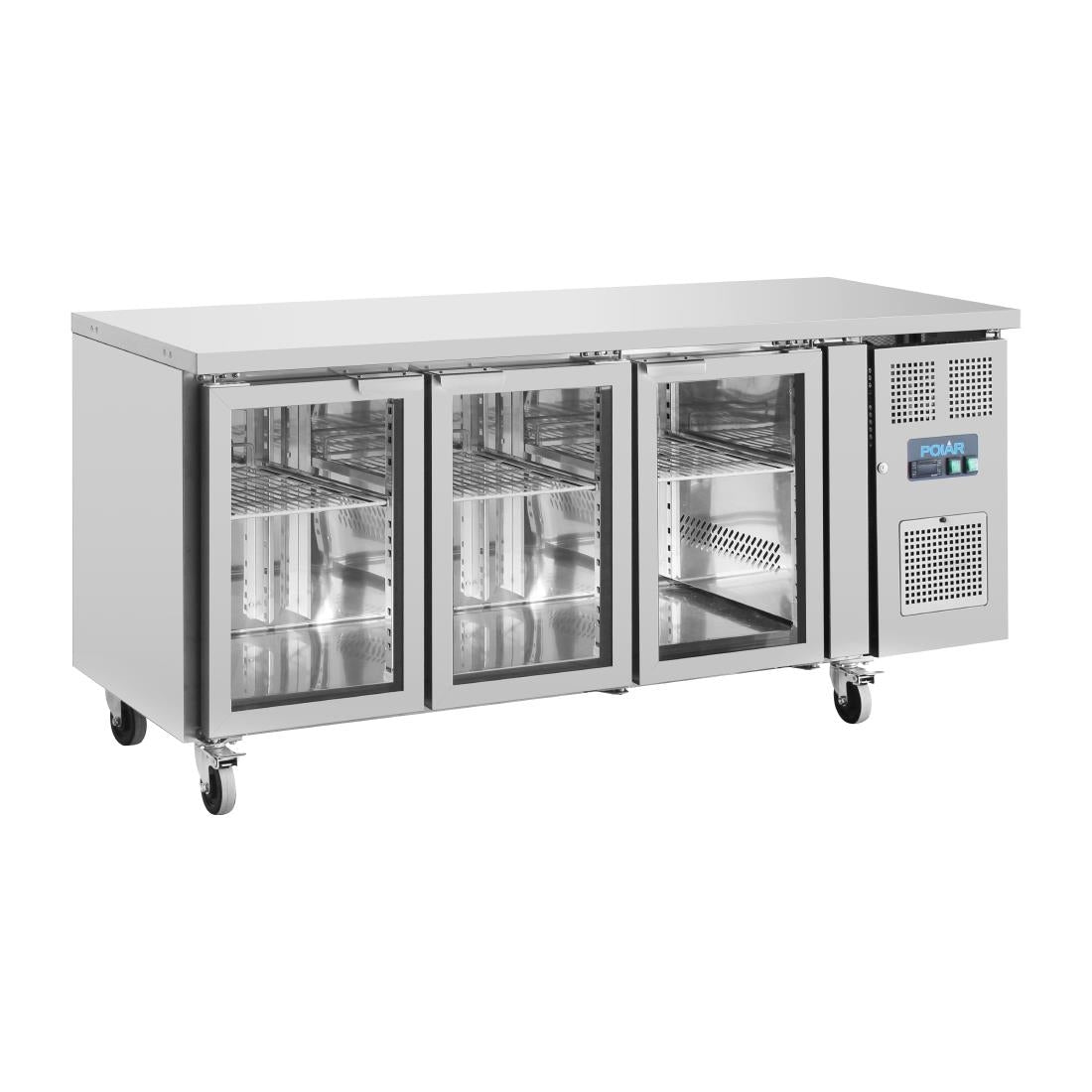 UA024 Polar U-Series 3 Door Counter Fridge with Glass Doors