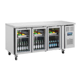 UA024 Polar U-Series 3 Door Counter Fridge with Glass Doors