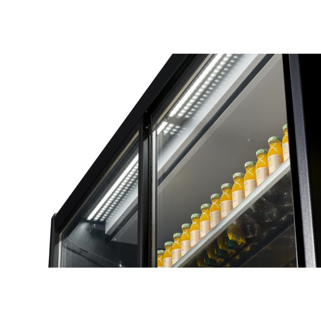UA054-150 Zoin Cervinho Multideck Display Black with Sliding Doors 1500mm