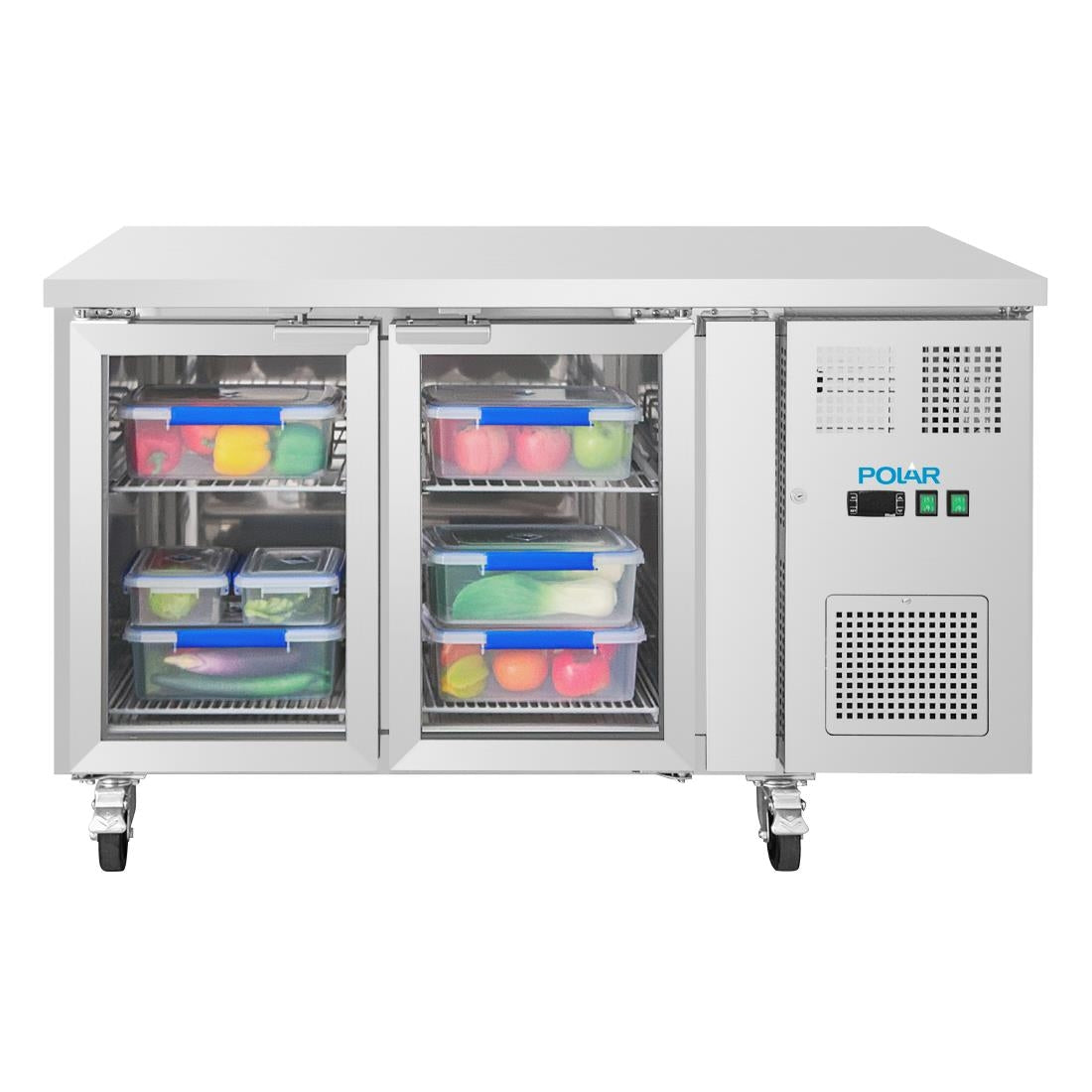 Polar U-Series Two Door Counter Fridge with Glass Doors