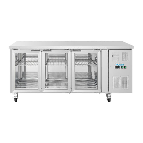 Polar U-Series 3 Door Counter with Glass Doors 465Ltr