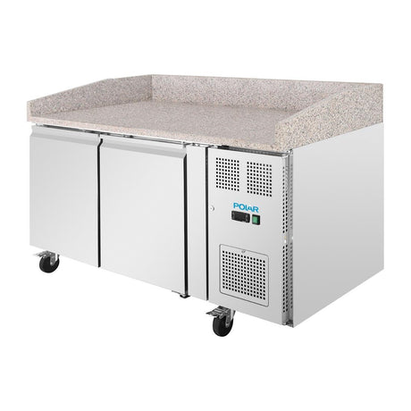 UA081 Polar U-Series Double Door Pizza Counter with Granite Top 428Ltr