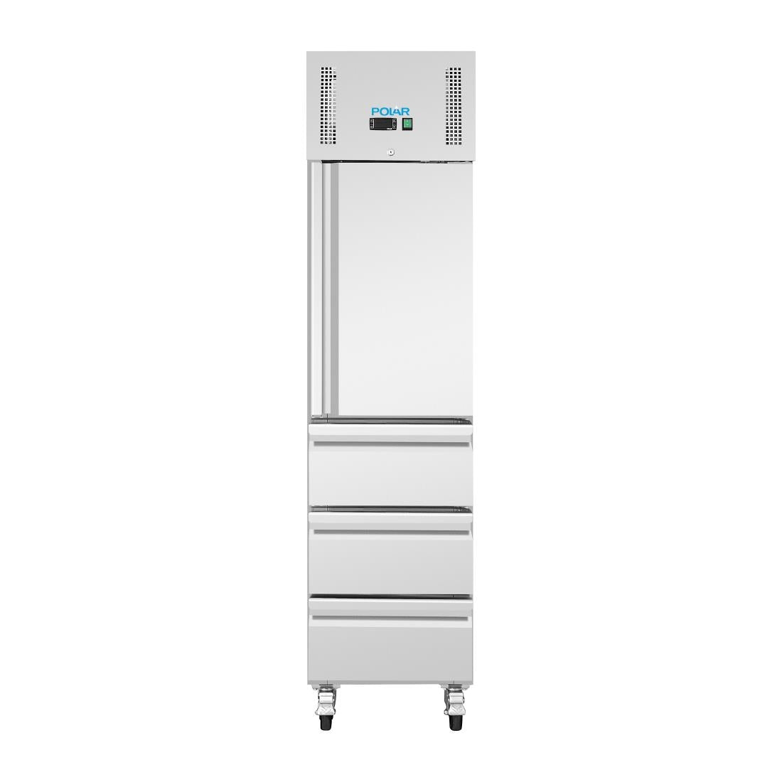 Polar U-Series Single Door & 3 Drawer Slimline GN Cabinet Fridge 292Ltr