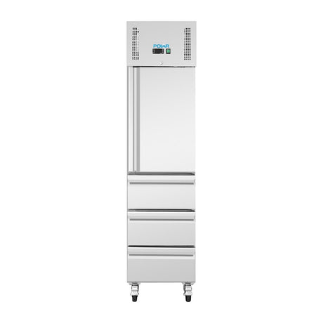 Polar U-Series Single Door & 3 Drawer Slimline GN Cabinet Fridge 292Ltr