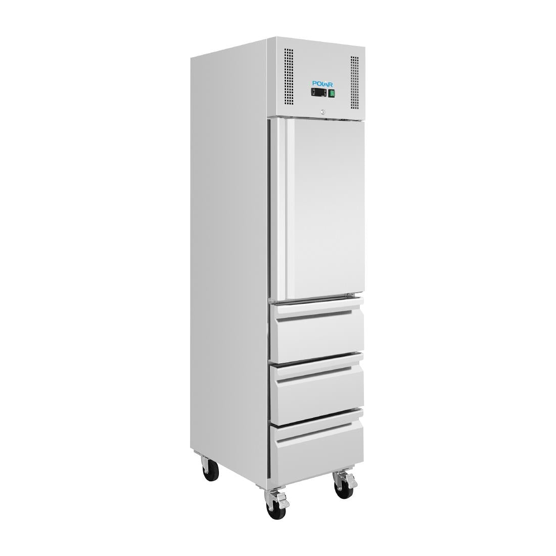 Polar U-Series Single Door & 3 Drawer Slimline GN Cabinet Fridge 292Ltr