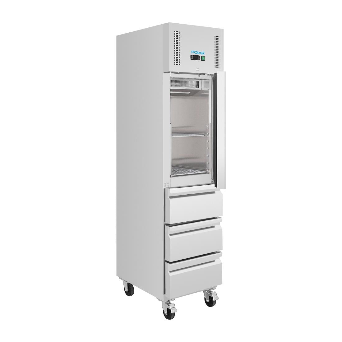 Polar U-Series Single Door & 3 Drawer Slimline GN Cabinet Fridge 292Ltr