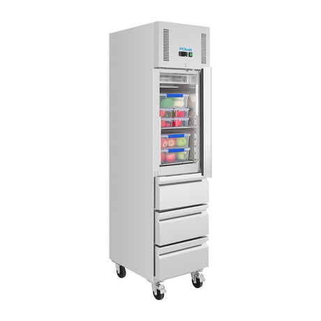 Polar U-Series Single Door & 3 Drawer Slimline GN Cabinet Fridge 292Ltr
