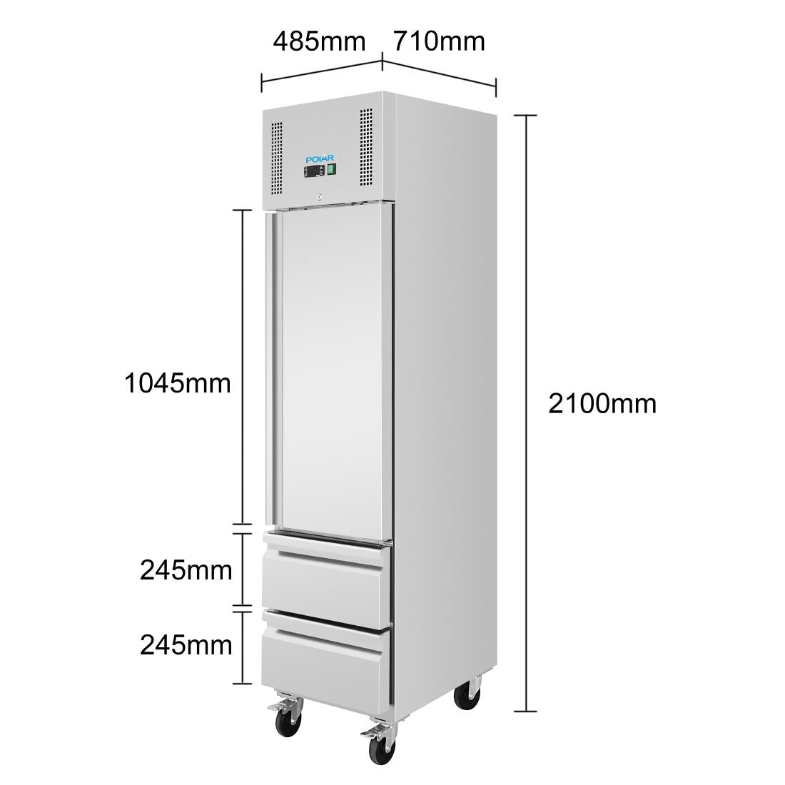 Polar G-Series Single Door and 2 Drawer Slimline GN Cabinet Freezer 180Ltr