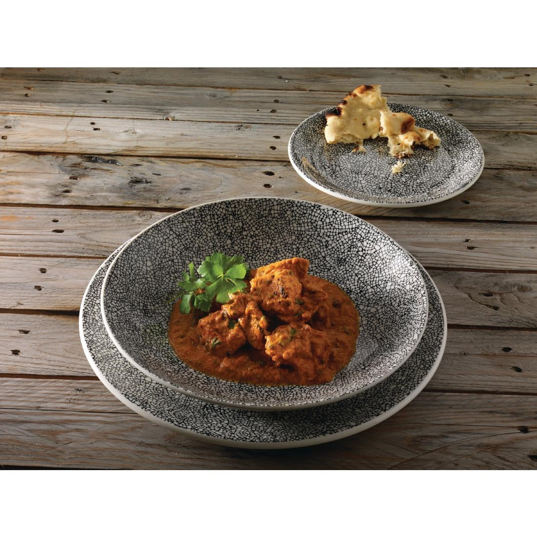 VV1045 Steelite Ink Crackle Black Coupe Plates 153mm (Pack of 12)