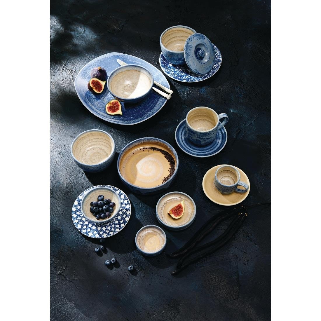 VV2459 Steelite Aurora Revolution Bluestone Round Stacking Trays 100mm (Pack of 12)