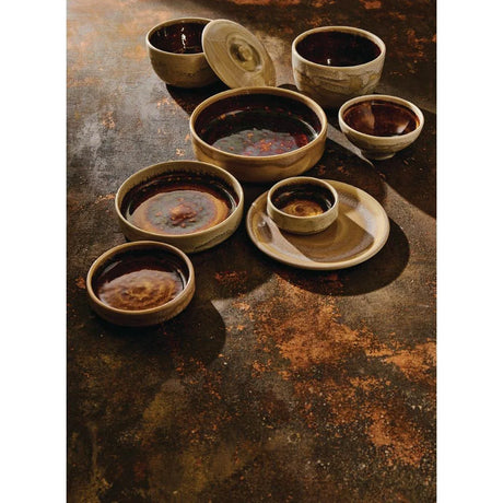 VV2540 Steelite Aurora Vesuvius Amber Round Stacking Trays 203mm (Pack of 12) - JD Catering Equipment Solutions Ltd