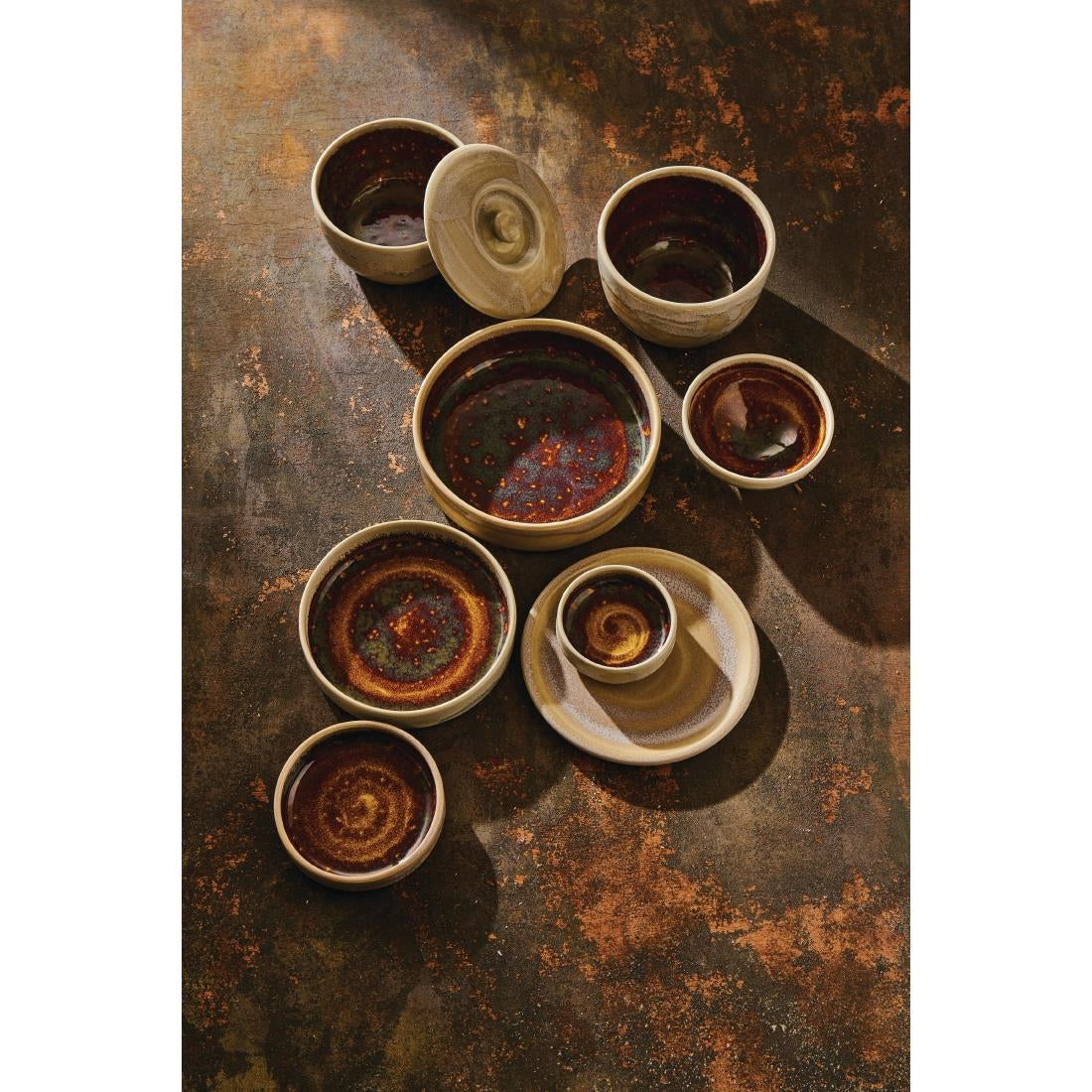 VV2542 Steelite Aurora Vesuvius Amber Round Stacking Trays 135mm (Pack of 12)