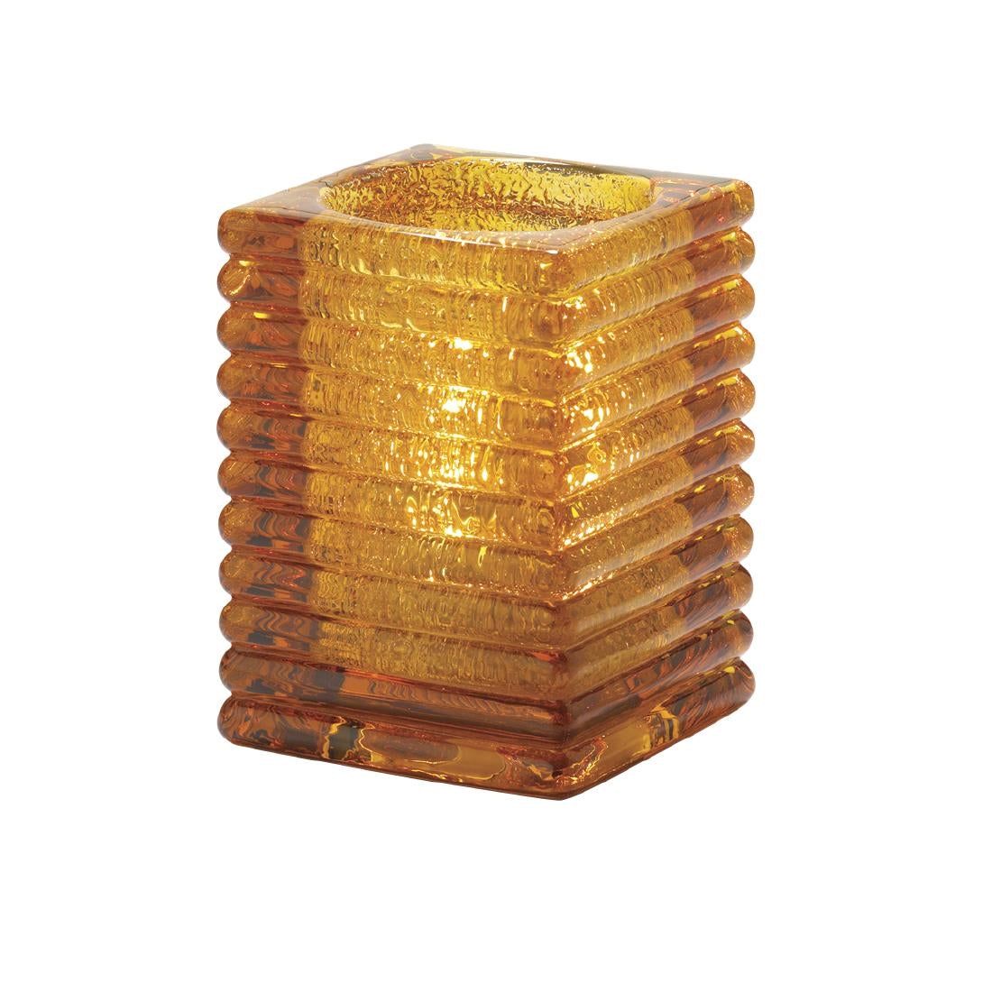 VV4027 Hollowick Horizontal Rib Block Amber Jewel Glass Lamp 71mm x 105mm