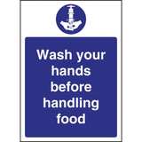 W110 Vogue Wash hands Before Handling Food Sign - JD Catering Equipment Solutions Ltd