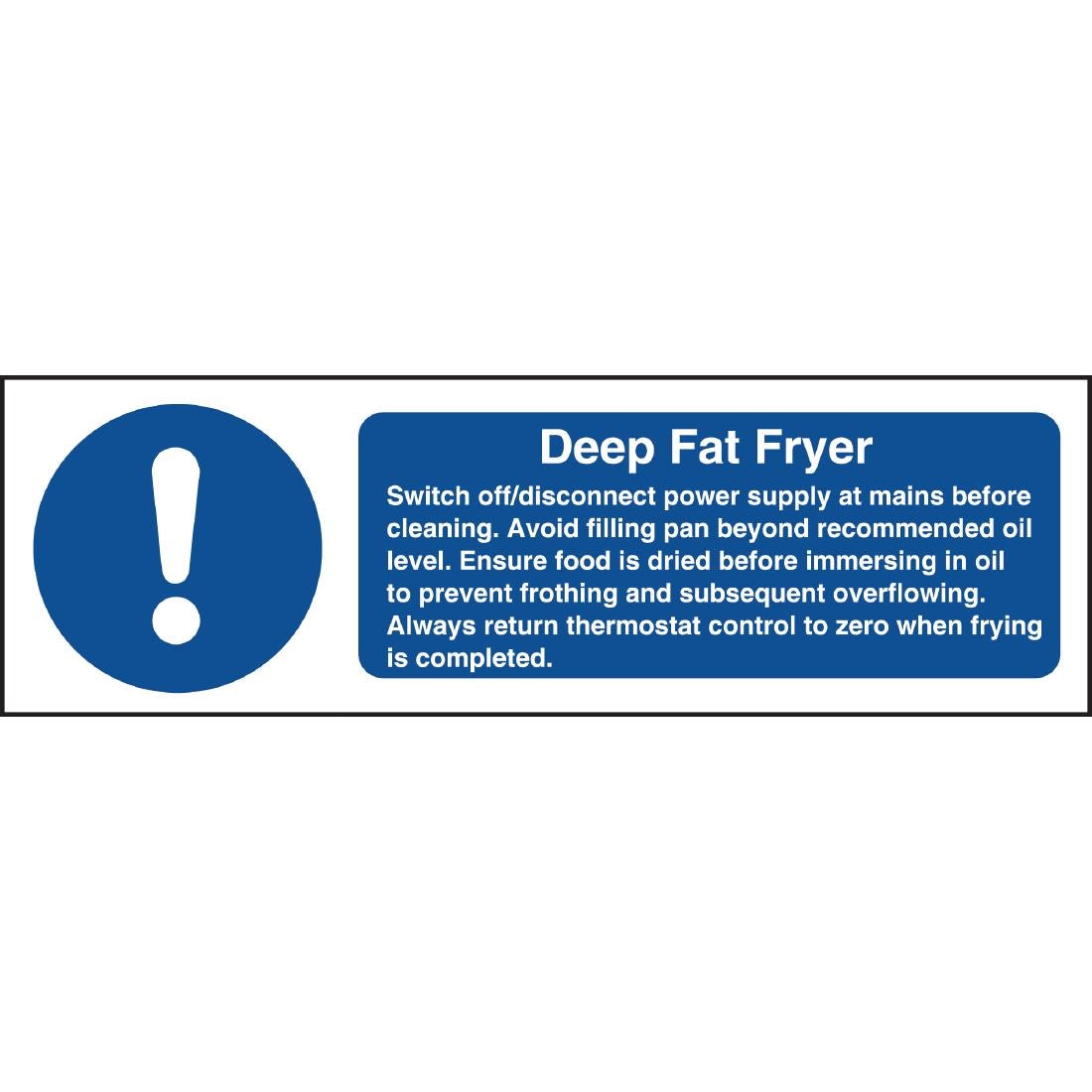W198 Vogue Deep Fat Fryer Safety Sign