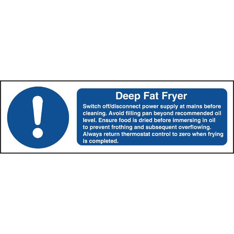 W198 Vogue Deep Fat Fryer Safety Sign