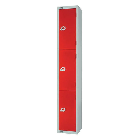 W951-CL Elite Three Door Manual Combination Locker Locker Red - JD Catering Equipment Solutions Ltd