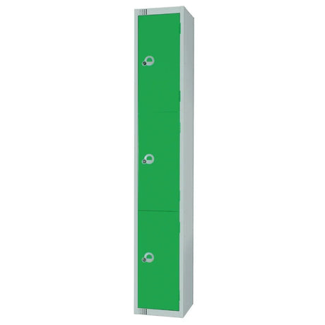 W956-CNS Elite Three Door Coin Return Locker with Sloping Top Green - JD Catering Equipment Solutions Ltd