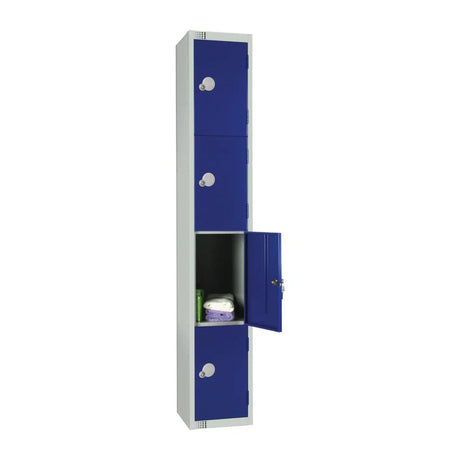 W977-CN Elite Four Door Coin Return Locker Blue - JD Catering Equipment Solutions Ltd