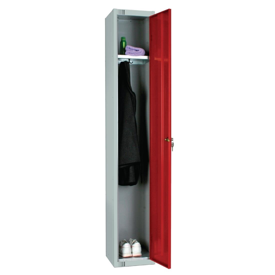 W979-CLS Elite Single Door Manual Combination Locker Locker Red with Sloping Top
