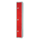 W981-CL Elite Three Door Manual Combination Locker Locker Red