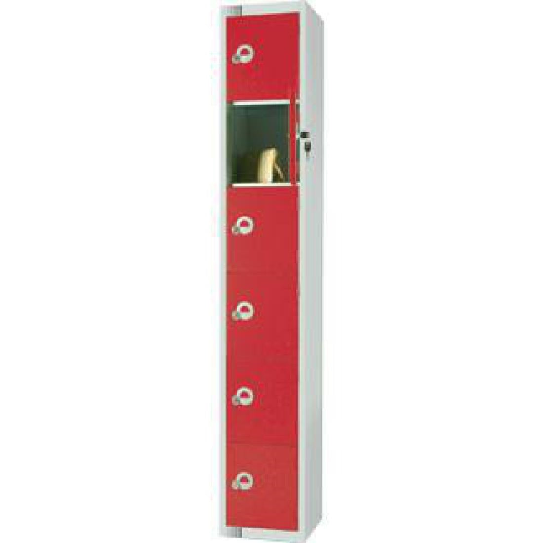 W983-PS Elite Six Door Padlock Locker with Sloping Top Red