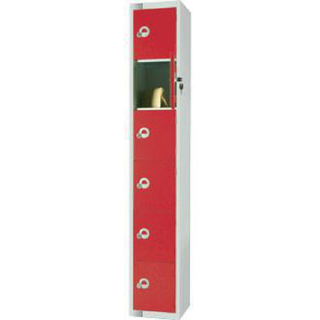 W983-PS Elite Six Door Padlock Locker with Sloping Top Red