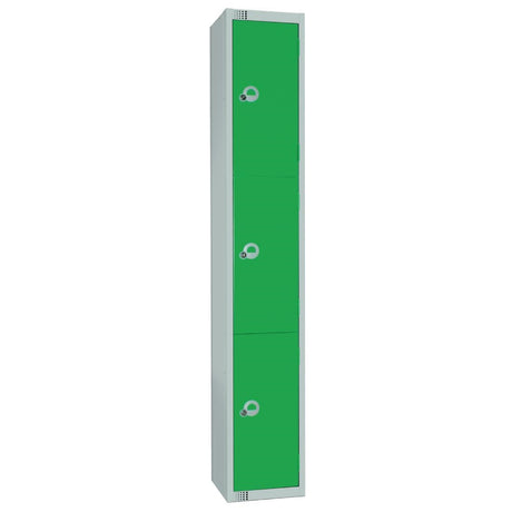 W986-CNS Elite Three Door Coin Return Locker with Sloping Top Green