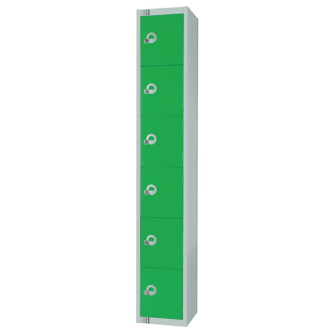 W988-CNS Elite Six Door Coin Return Locker with Sloping Top Green