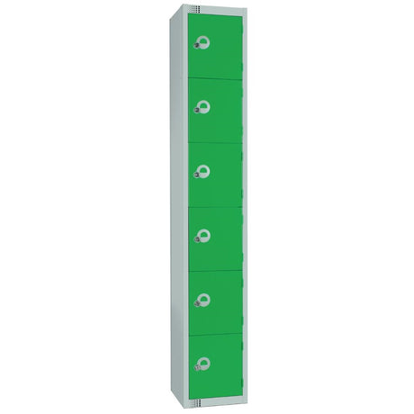 W988-CNS Elite Six Door Coin Return Locker with Sloping Top Green
