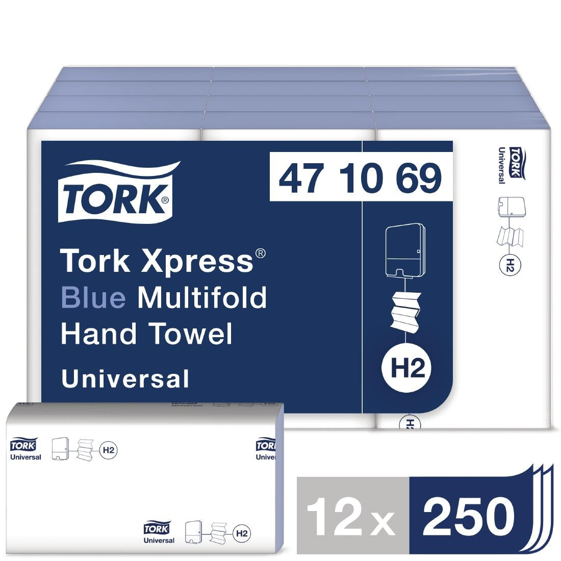 Tork Z Fold Blue Hand Towels 1Ply 250 Sheets (Pack of 12)