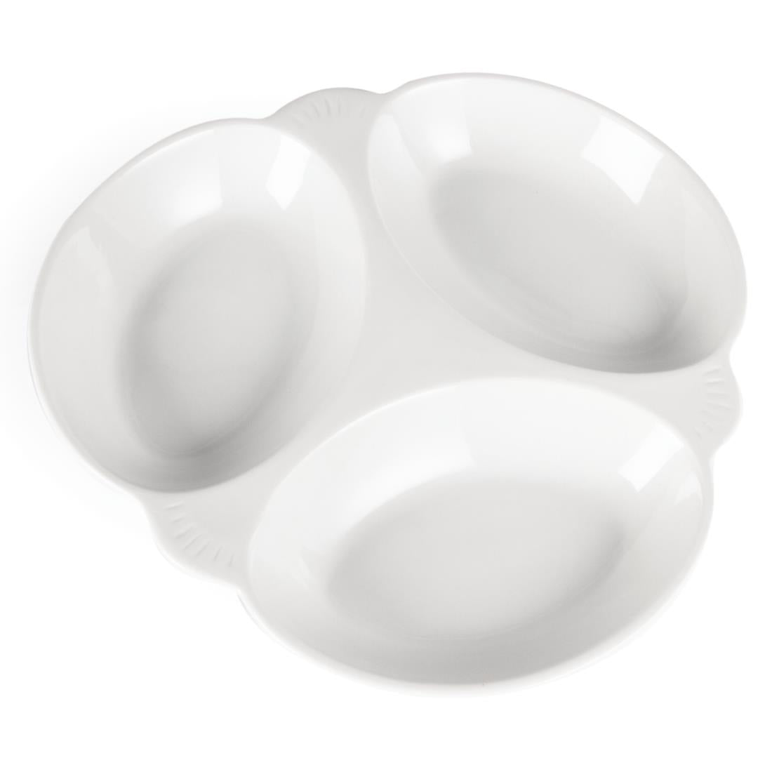 Y099 Olympia Vegetable Dishes 3 Section 250mm (Pack of 6)