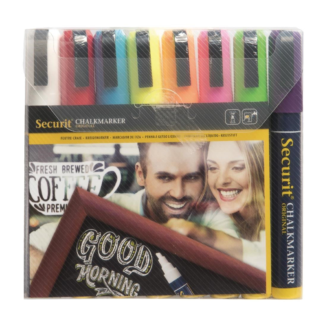 Y999 Securit Chalkmaster 6mm Liquid Chalk Pens Assorted Colours (Pack of 8)