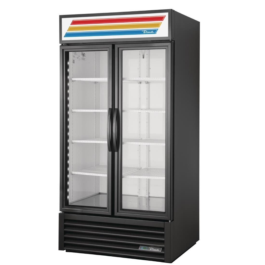 CW387 True 2 Glass Door 991L Upright Display Fridge Black GDM-35-HC-TSL01