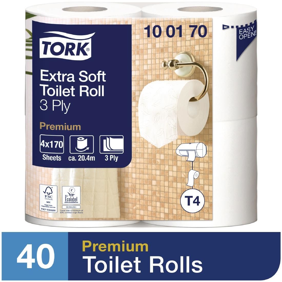 DB467 Tork Extra Soft Premium Toilet Paper 3-Ply 20.4m (Pack of 40)
