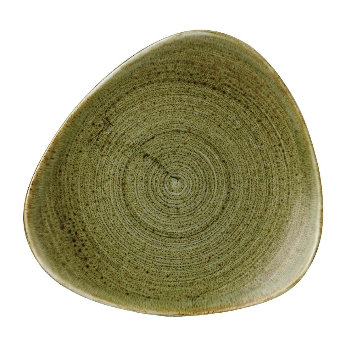 FJ932 Stonecast Plume Olive Triangle Plate 9 " (Pack of 12)
