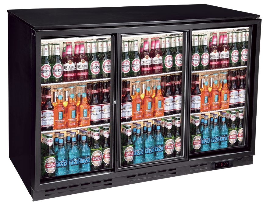 TRIPLE SLIDING DOOR BAR BOTTLE COOLER (338 BOTTLES)