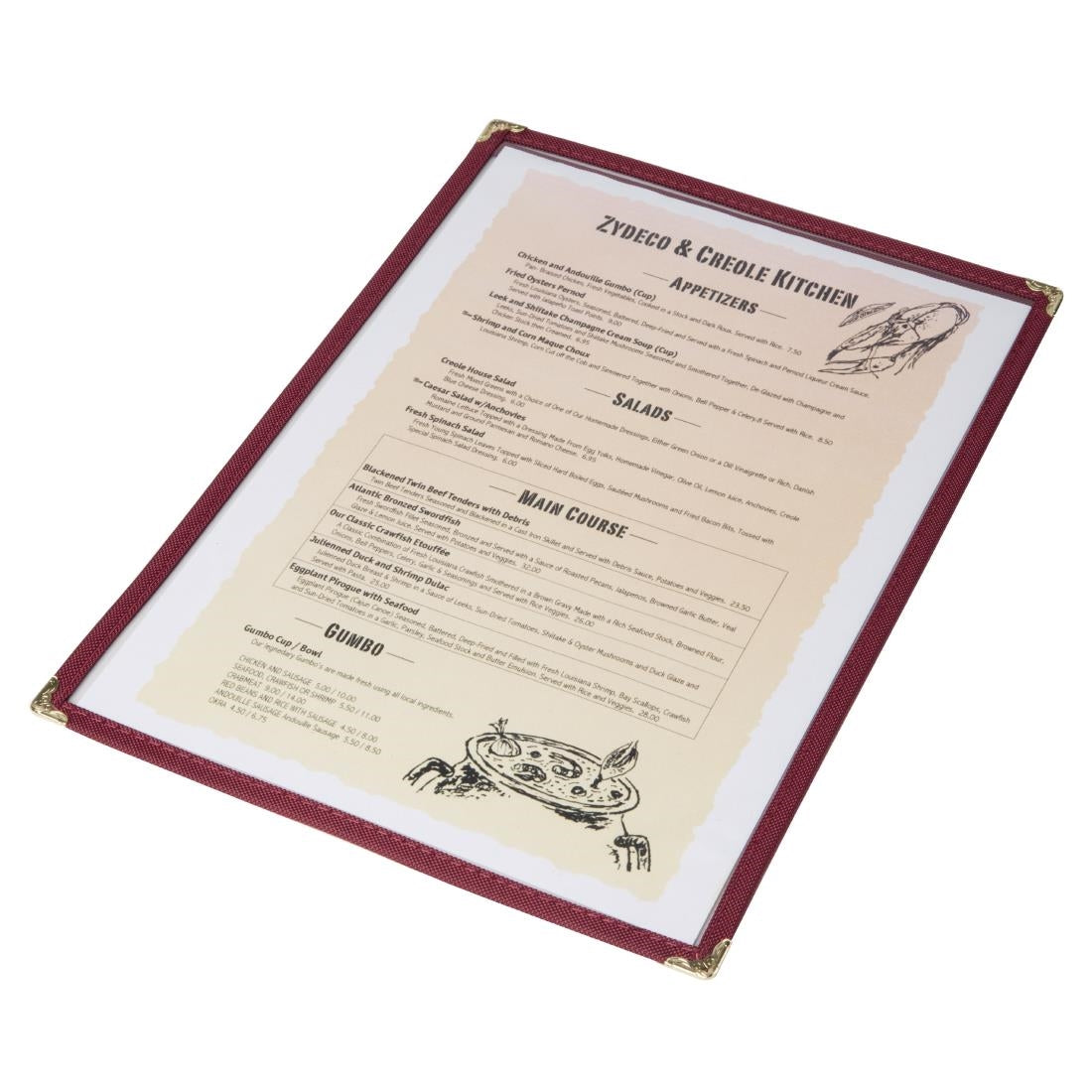 E296 Olympia American Style Menu Cover A4 Burgundy