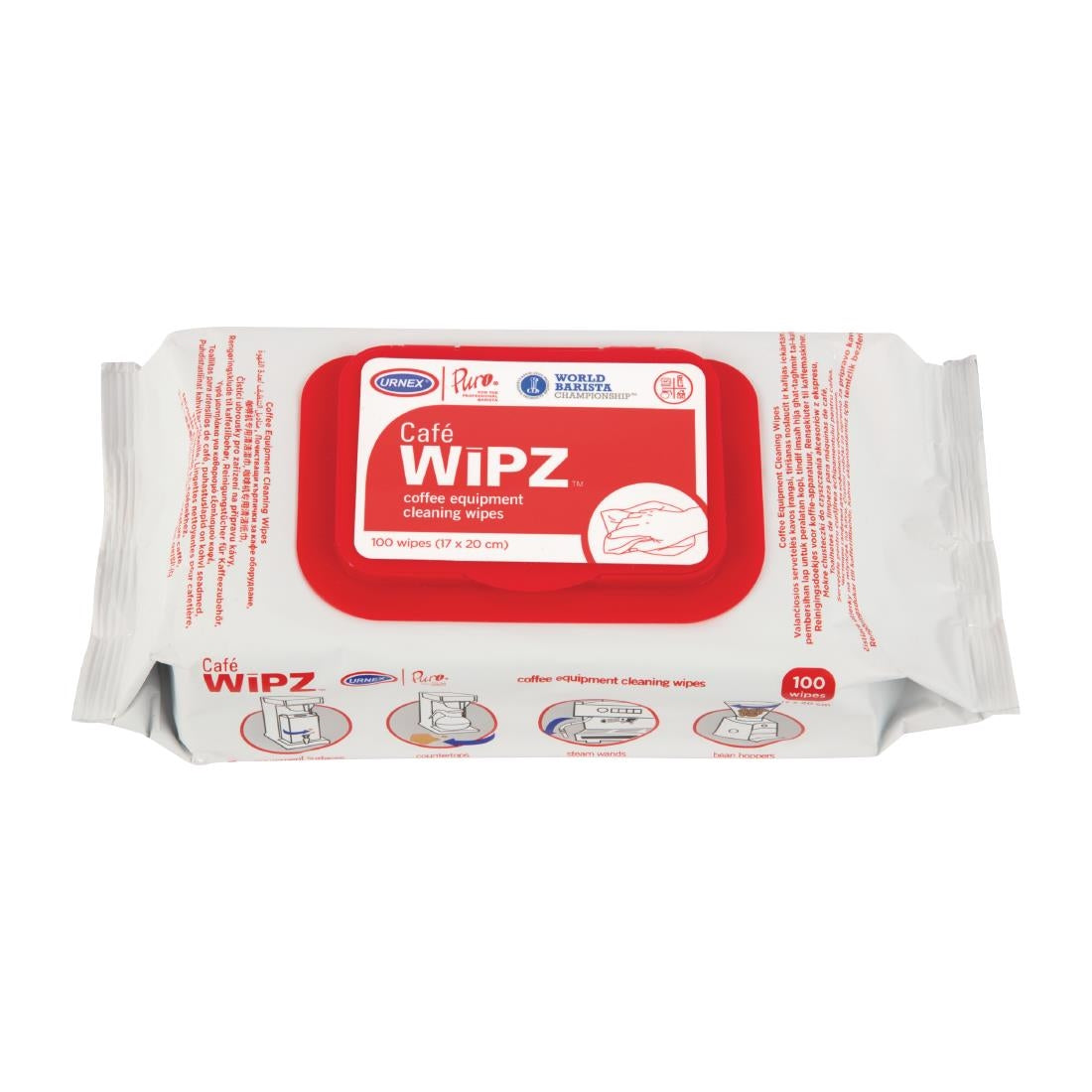 CX514 Urnex Cafe Wipz Coffee Equipment Cleaning Wipes (Pack of 100)