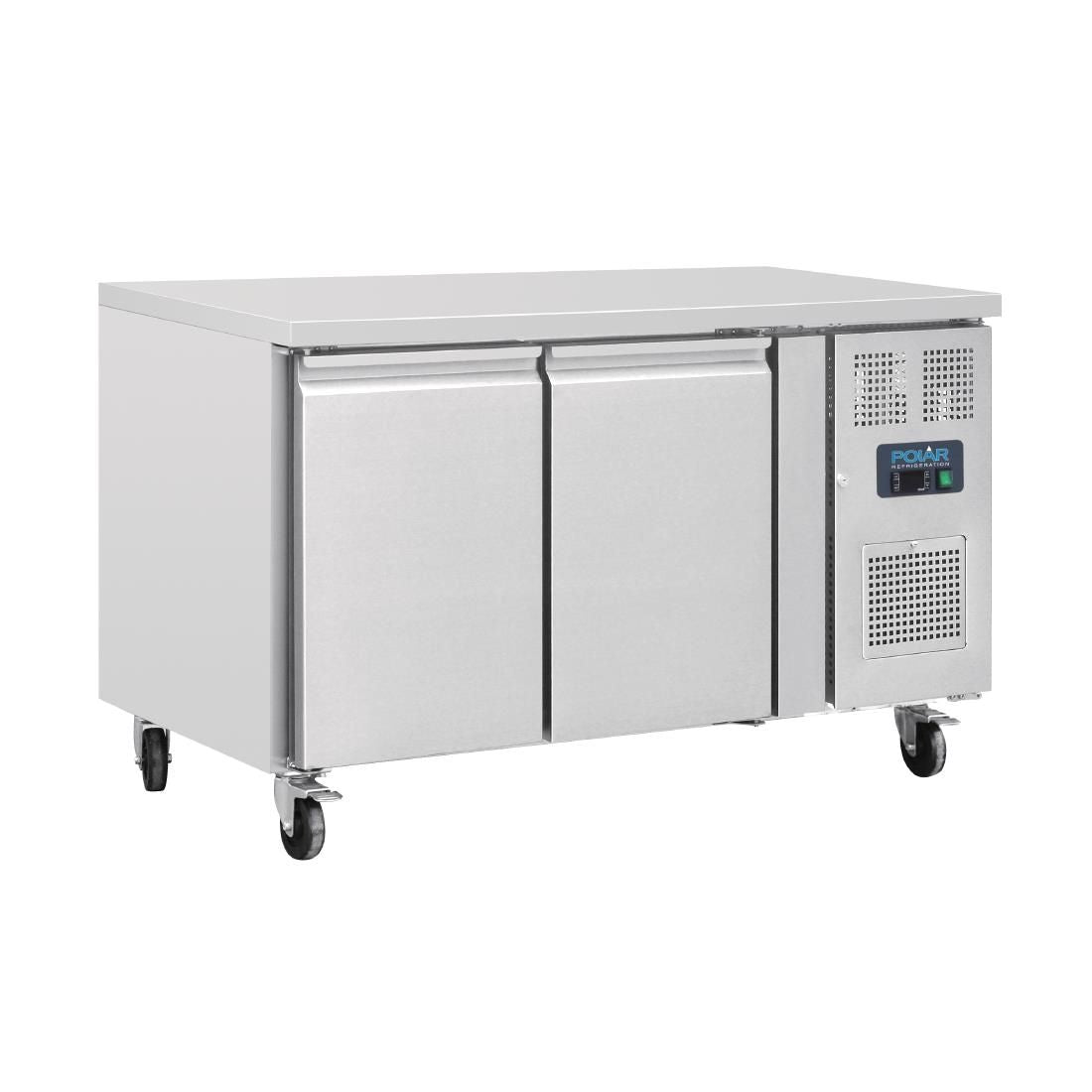 G377 Polar U-Series Slimline Double Door Counter Fridge 228Ltr