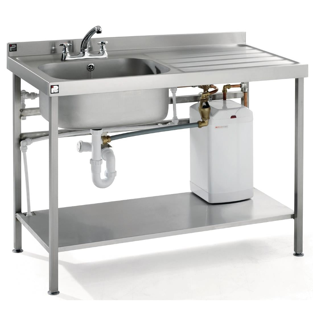 Parry Stainless Steel Fully Assembled Sink Right Hand Drainer 1200mm With boiler