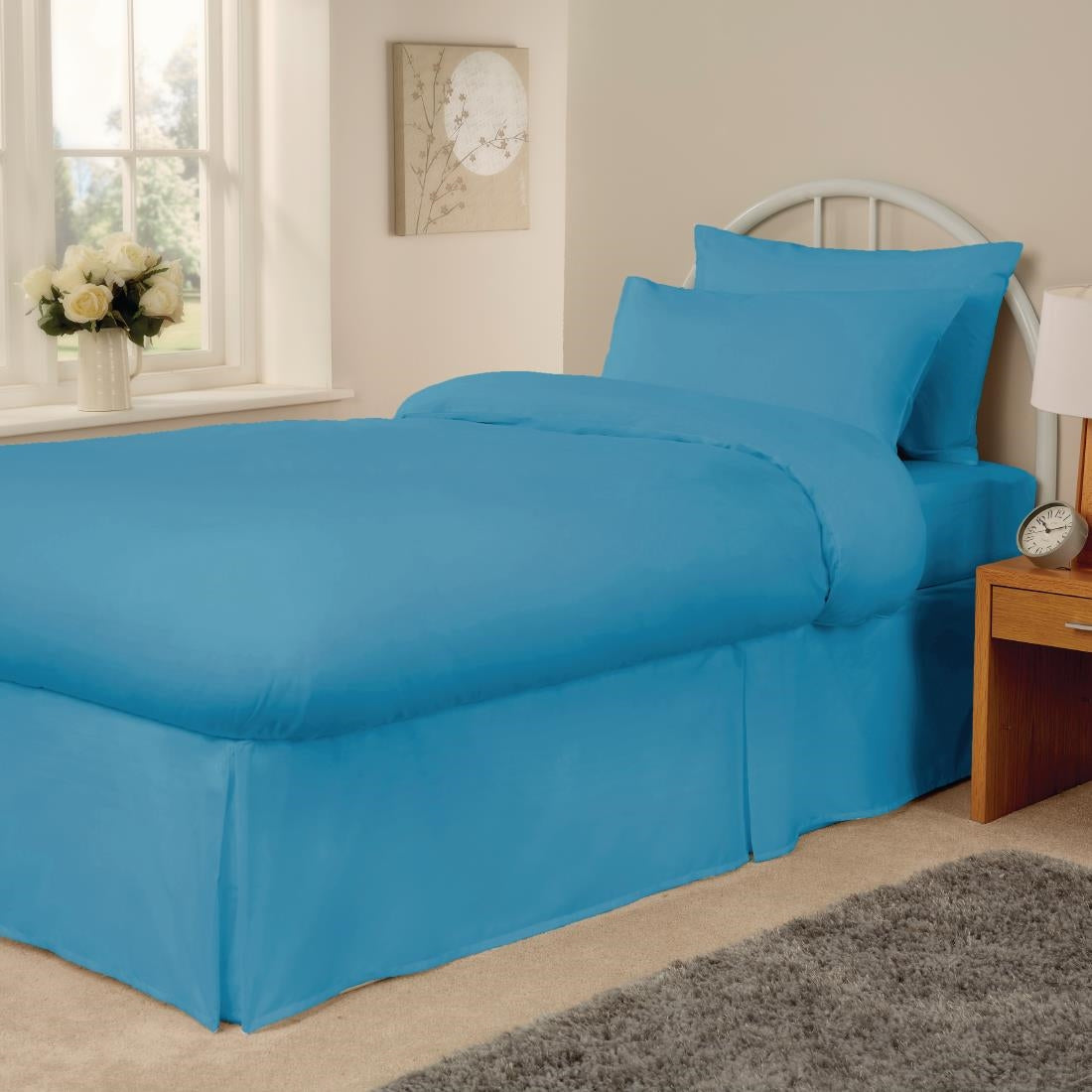 HB672 Mitre Essentials Spectrum Valances Kick Pleat Turquoise Single