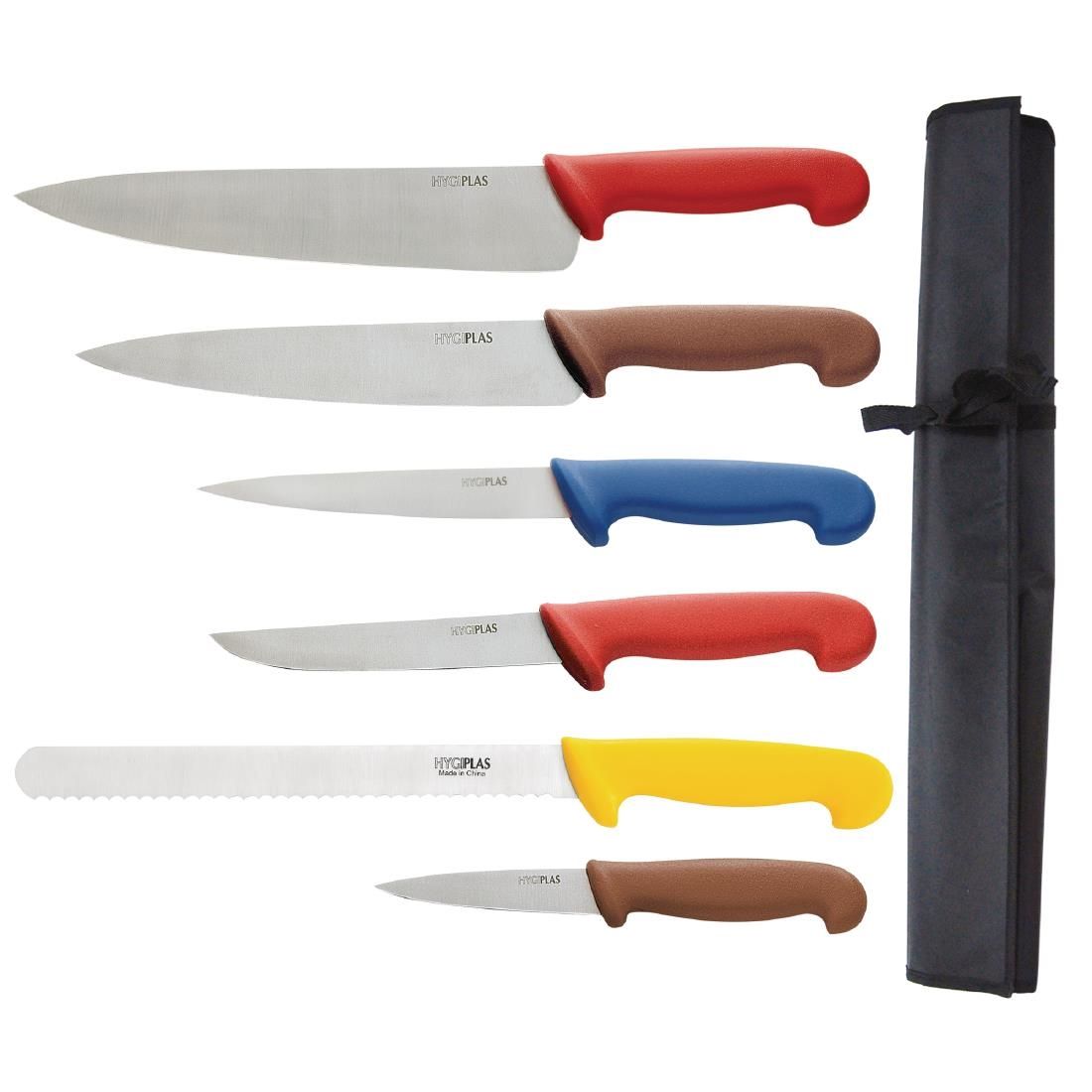 S088 Hygiplas Colour Coded Chefs Knife Set with Wallet